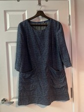 SEASALT Needlecord Cord Blue Grey Floral Boat Yard Tunic Shift Dress UK10 Cotton