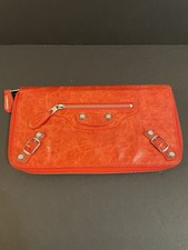 Balenciaga Giant Red Wallet - Silver Hardware - Zip Up Long Wallet 253053