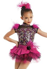 Dance Costume Weissman 11477 Large Child Pink Feathers Jazz Sequin Pageant