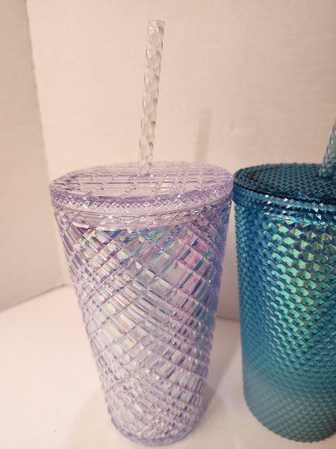 Starbucks Tumbler Lot Of 3 16 Oz Studded All NEW - Blue, Pink, Iridescent - Picture 6 of 9