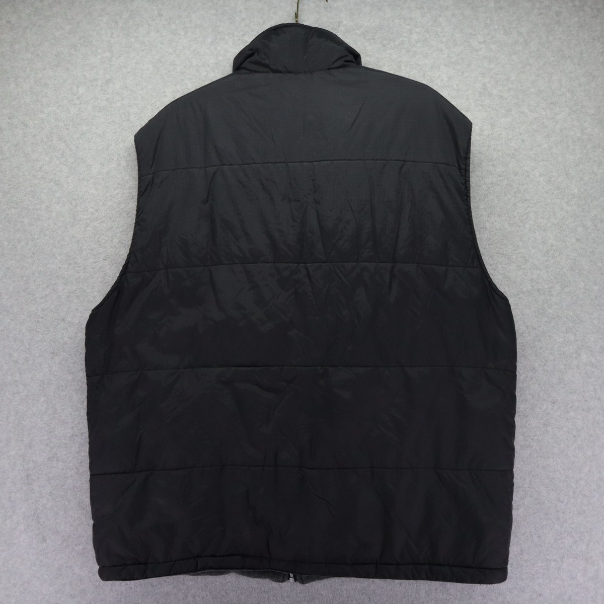 ジャケット・アウター Quiksilver Reversible Puffer Vest Jacket Quiksilver Vest Mens XL Reversible Full Zip Puffer Fleece Black