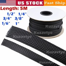 1/4" 3/4" 1/2" 3/8" PET Expandable Braided Sleeving Black Braided Cable Sleeve