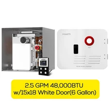15x18"Door RV Tankless Water Heater 48,000BTU 2.5GPM Propane Gas for 6 Gallon