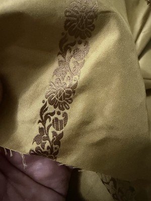 100 % SEIDENTAFT ERHABENER JACQUARD DRAUF 3,7 m lang x 52 Zoll Handarbeit Dekor Nähen - 95