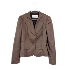 Trina Turk Brown Blazer Wool Blend Shoulder Pads Women's Size 6