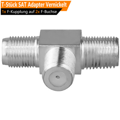 T-Stück 2 Fach F-Buchse 3x Kupplung Y Verteiler HD 4K SAT Antenne TV Verbinder