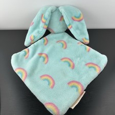 Blankets & Beyond Blue Rainbow Bunny Rabbit Baby Blanket Faceless Lovey HTF Soft