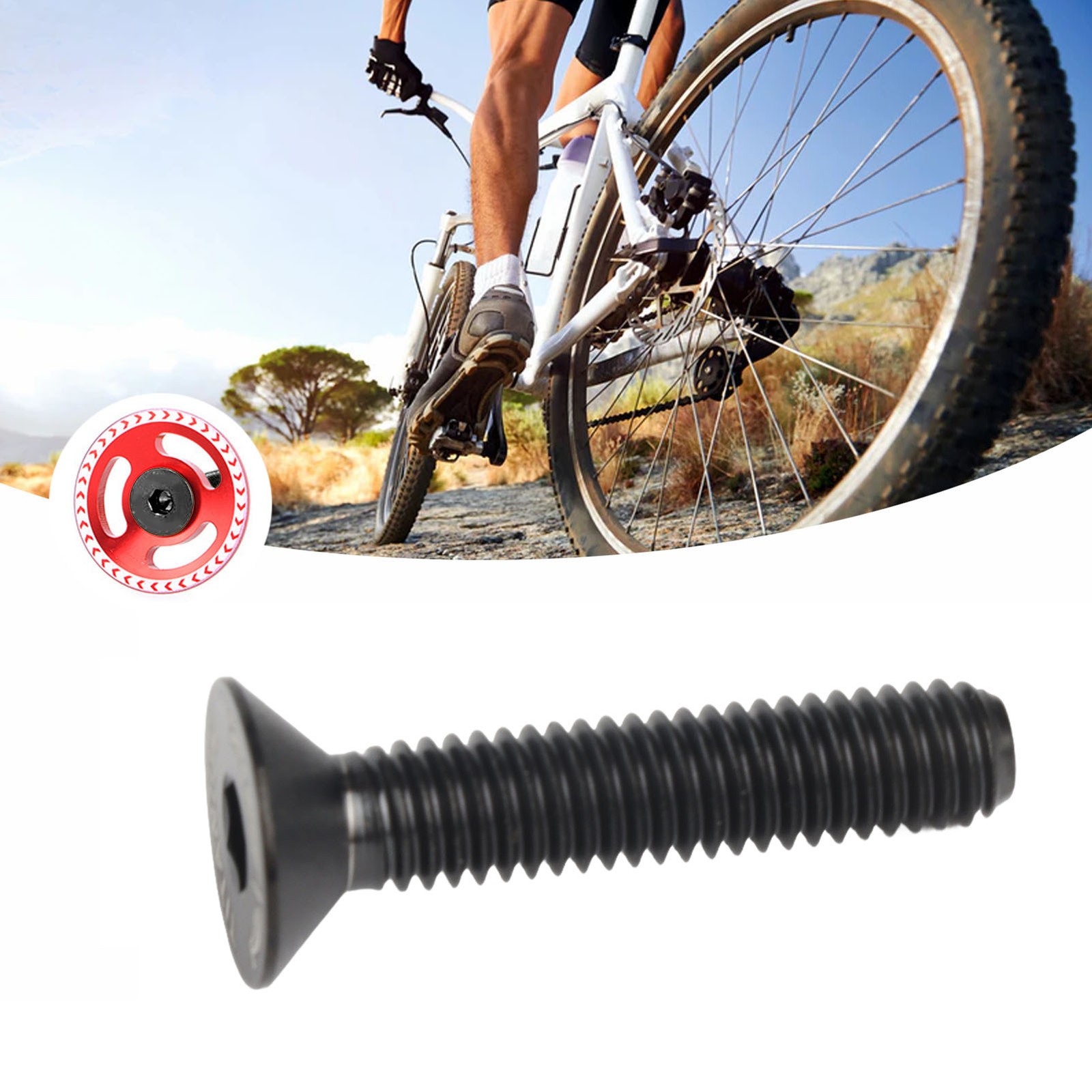 :(Black) Headset Stem Top Cap Fixing Bolt M6x30mm Bike Stem Bolt Screw