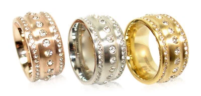 Edelstahl Ring Damen silber rose gold Partnerring Freundschaftsring strass Band - Bild 1 von 4