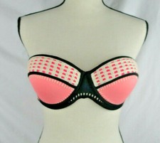 Victorias Secret The Flirt Bandeau Pink Shimmer Push Up Bikini Top 34D EUC