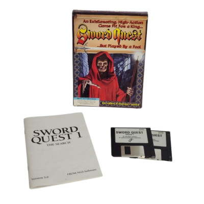 SWORD QUEST IBM PC BIG BOX 3.5  FLOPPY DOS RPG GT INTERACTIVE RARE