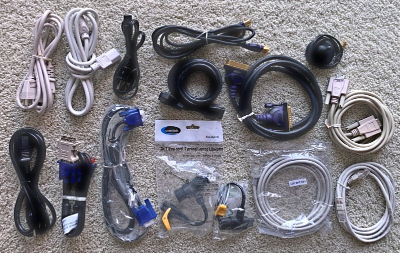 Desktop Computer External Connecting Cables for Repairs or Builds - As Is