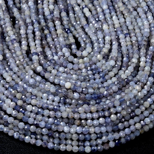 3MM Natural Iolite Gemstone Grd AA Micro Faceted Round 15 inch (80015739-P48) - Picture 1 of 3