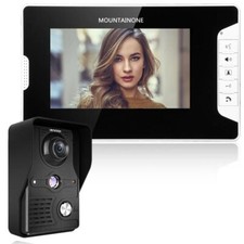 7''LCD Wired Video Door Intercom Unlock System Kit Video Doorbell Phone for Home