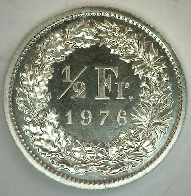 1976 Switzerland 1/2 Franc Coin Copper Nickel Half Franc