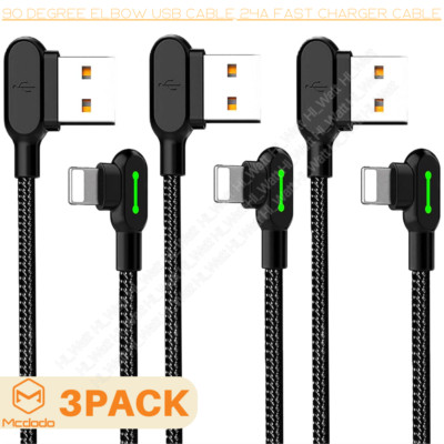 3Pack 90 Degree Elbow USB Cable Fast Charger Cord For iPhone 14 13 12 11 XR iPad