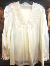 Vtg JC Penney Silky Nylon Pajama Set Candlelight Ivory NOS Sz S