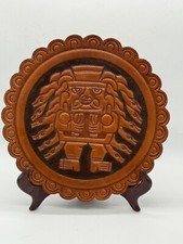 Souvenir, vintage,hand tooled leather large coaster/ round mat Peru, 8