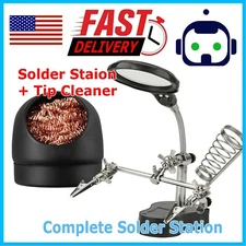 Third Hand Soldering Solder Iron Stand Holder Magnifier Helping Station Tool