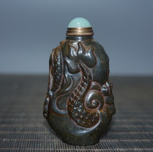 Antique Collection: Tianhuang Shoushan Shisheng Xiaolong Carved Snuff Bottle - Picture 4 of 5