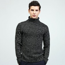 Mens Jumpers Knitted Turtle Roll Neck Sweater Pullover Winter Plain Slim Fit New