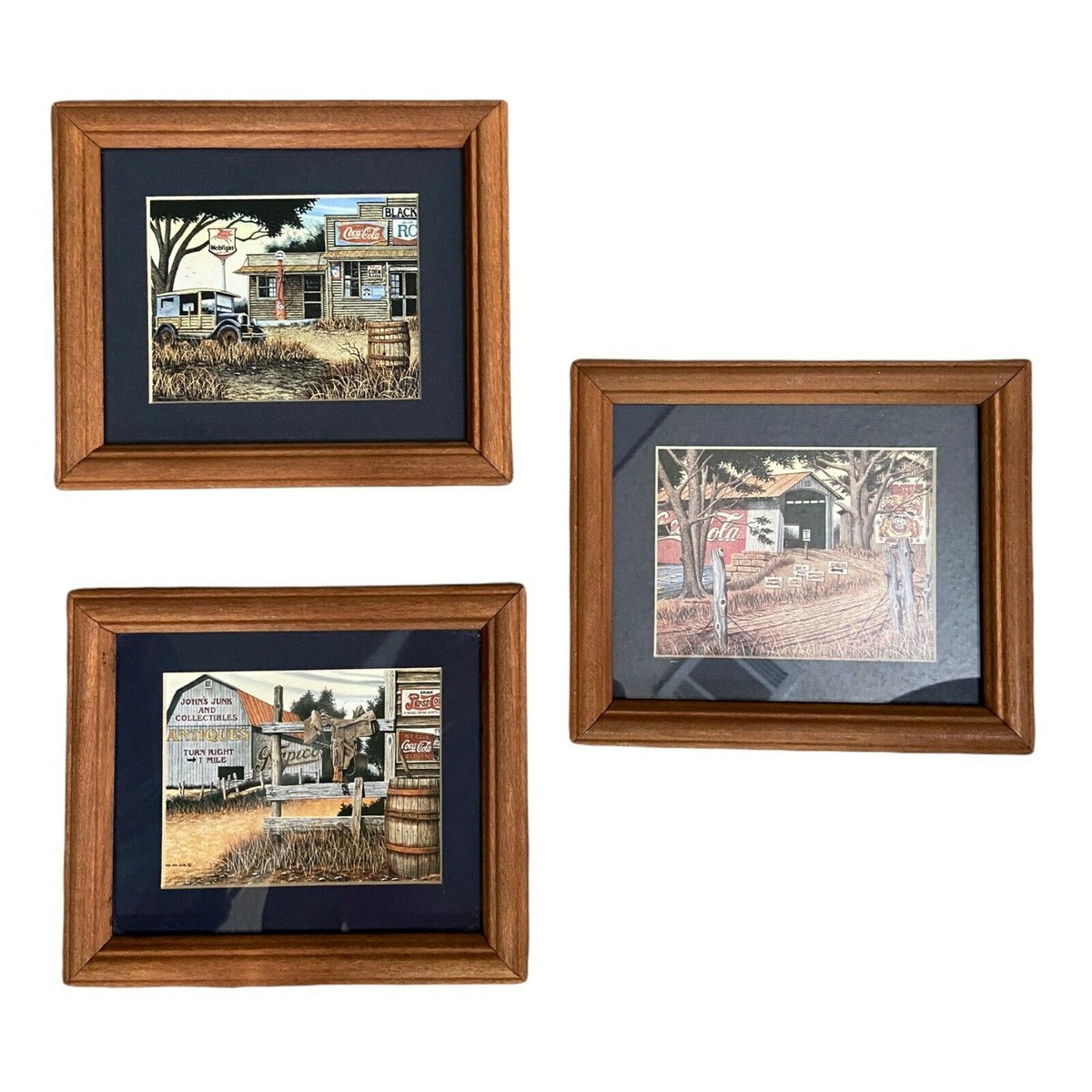 John Zed King Coca-Cola Gas Station Barn Country Scene Prints