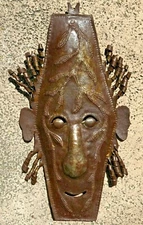 WALL ART MASK sculpture from recycled Metal signed by artist