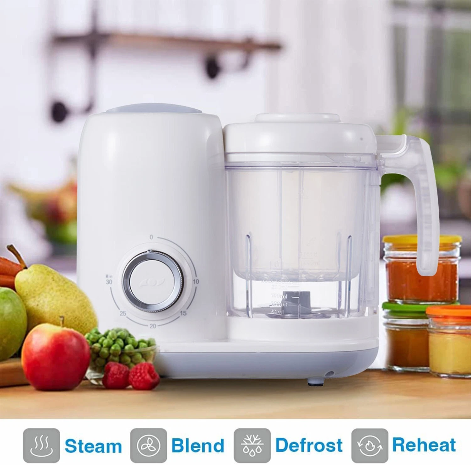 4 in 1 Baby Food Maker, Baby Food Processor Blender Steamer Baby Bottle Warmer