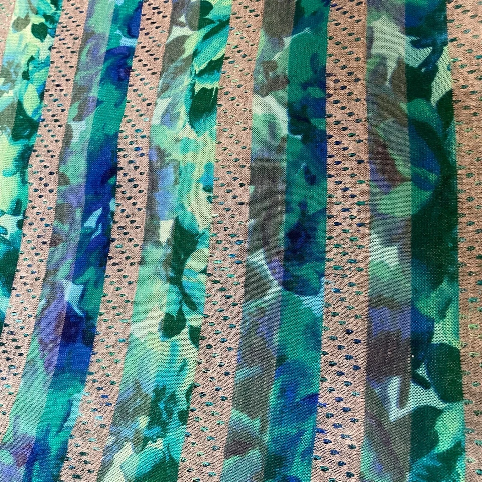Fabric Lot 7 Yds 20 Ins 60 W Watercolor Stripes Blue Green Khaki Stretch Knit - Image 4 of 4