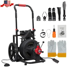 100FT x 1/2" Drain Cleaner 370W Electric Sewer Snake Cleaning Machine W/ Cutters