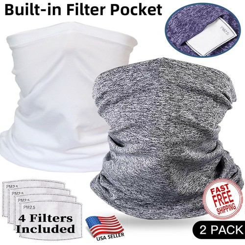 2 Pieces Gaiter with Filter Face Mask Scarf Cooling Balaclava Bandanna Headband - Picture 14 of 21