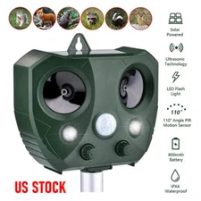 Outdoor Solar Ultrasonic Power Pest Animal Repeller Repellent Garden Cat Dog Fox