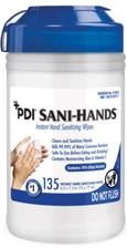 PDI Sani-Hands Hand Sanitizing Wipes – 135 Wipes/Tub – 12 Pack – MPN: P13472