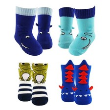 Sockmate Boys Shark, Dinosaur, Frog 3D Printed Fun Novelty Crew Socks
