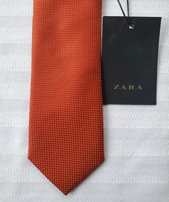 Zara Man Tie Rust Color - Microdiamond Pattern - NEW
