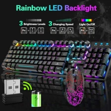 Wireless Gaming Keyboard and Mouse Combo Mechanical Feel Backlit for Computer