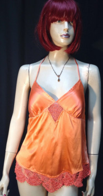 90s ~ NWT ~ Pure Silk ~ CAMISOLE ~ ''Guess Jeans'' ~ Padded Cups~Coral~Lingerie~L
