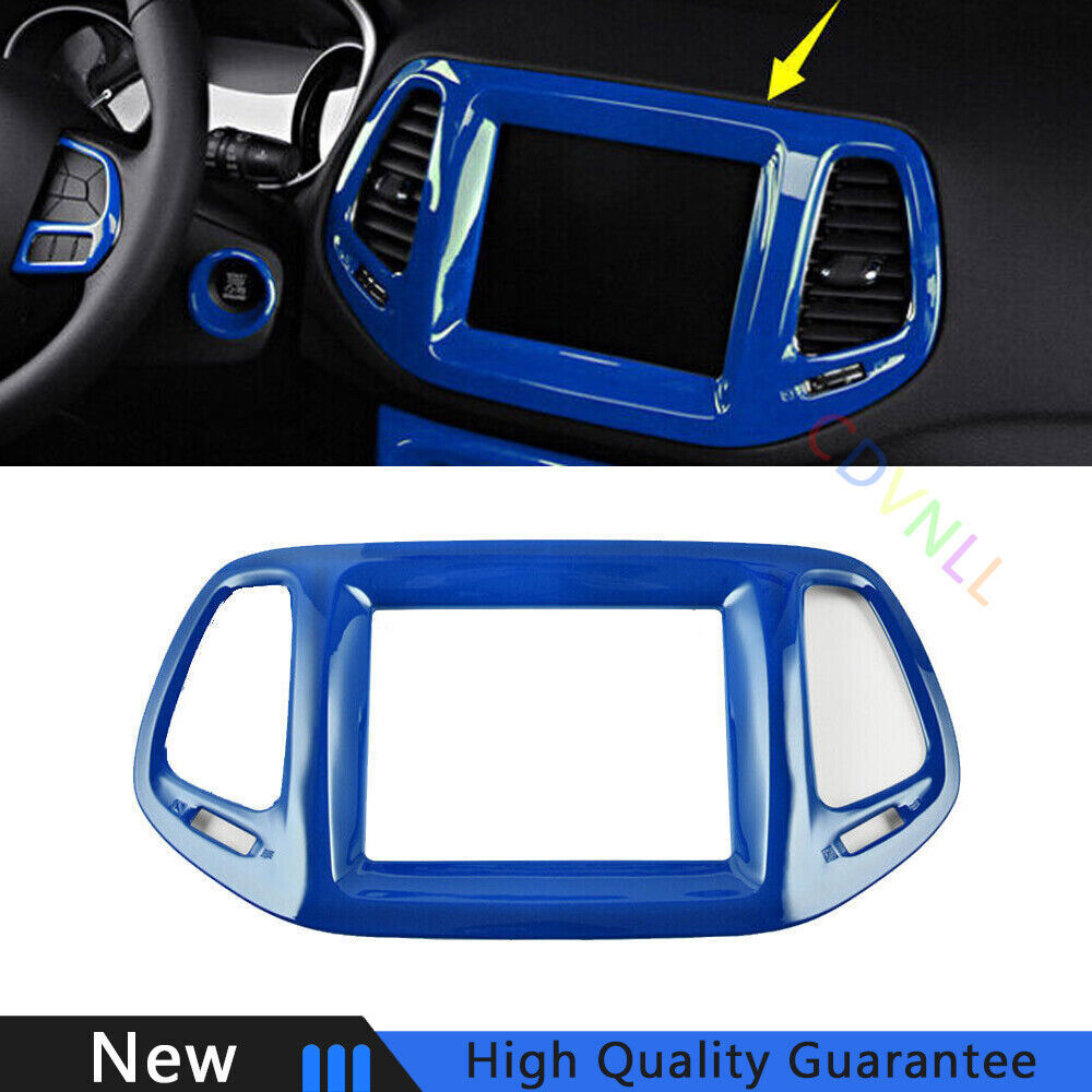 Fit For Jeep Compass 2017-2020 Bright Blue Central Console Navigation Frame Trim
