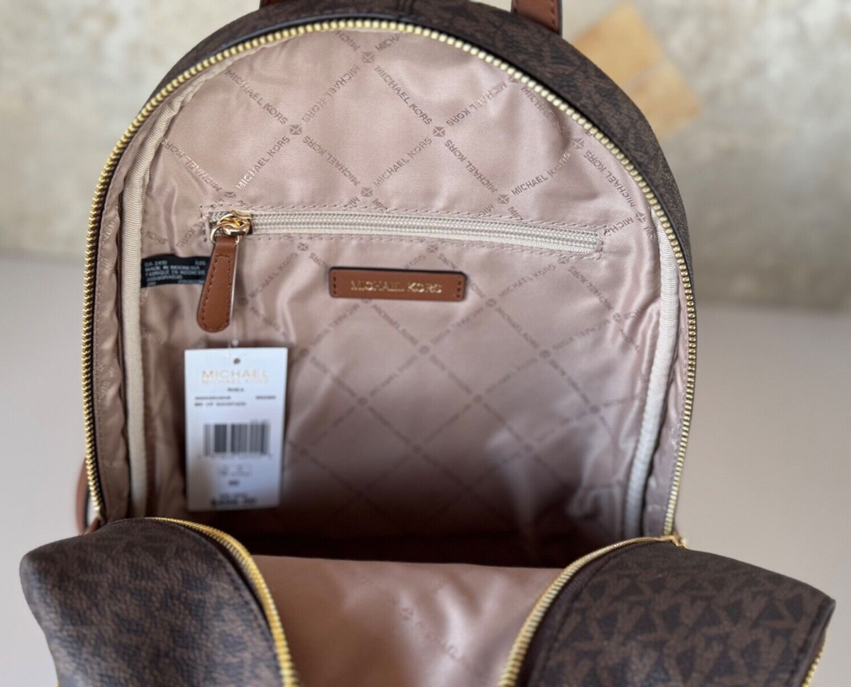 Michael Kors Rhea Medium Zip Backpack MK Brown | eBay