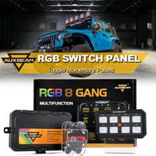 AUXBEAM RGB Multifunction 8 Gang Auxiliary Switch Panel for Offroad Lights Pods