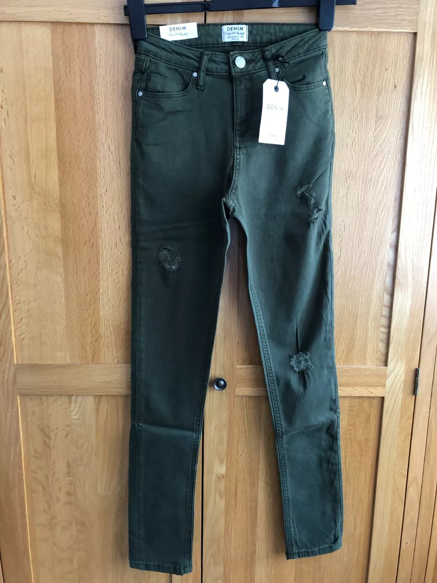 Miss Selfridge LIZZIE High Waist Super Skinny Khaki Green