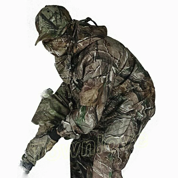 Mens New Bionic Camouflage Hunting Clothes Leaf Waterproof Jacket + Pants Suits - Image 3 of 4
