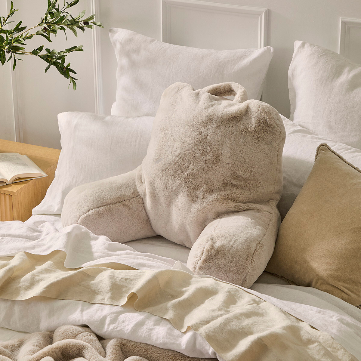 Nevada Faux Fur Bed Rest Reading Pillow Australia