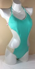 Victorias Secret Swim Monokini Surf Crochet One Piece SwimSuit Sea Foam Glow L