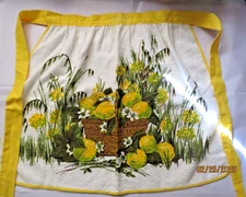 Vtg. Mid Century Sayco of California Screen Prints COTTON Hostess Apron Lemons