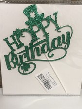 Premium Cake Green Glitter Happy Birthday Cake Topper Irish St. Patrick  s Day