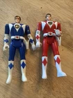 Vtg 1996 MMPR Power Rangers Auto Morphin Red & Blue Bandai Figure Lot Of 2