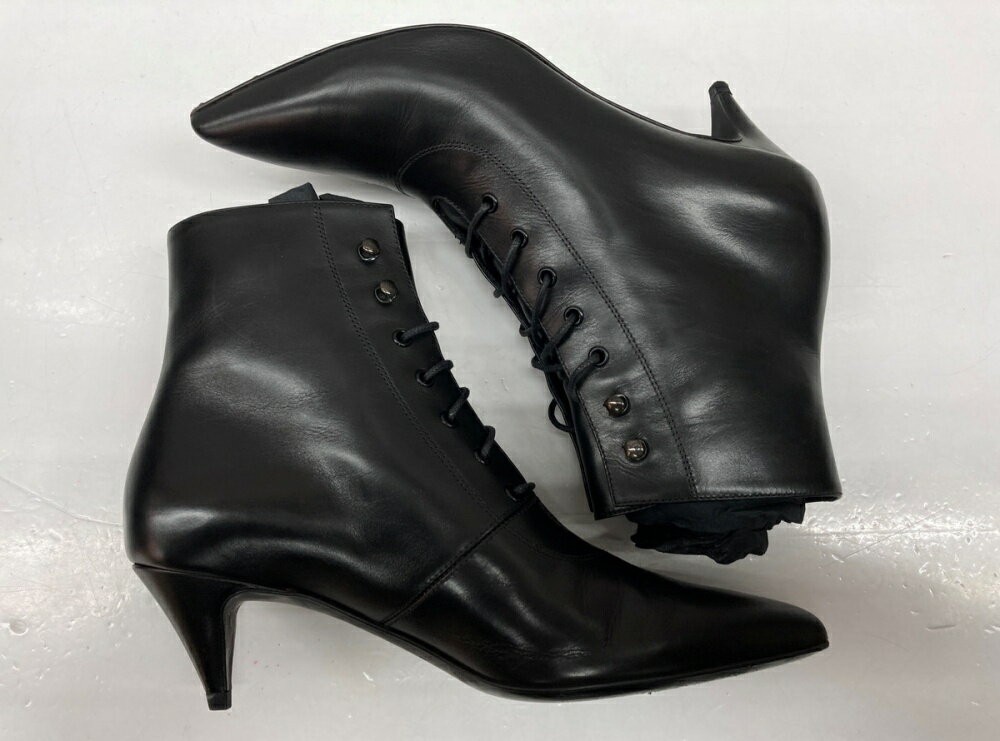 Saint Laurent Short Boots Shoes EU 36.5 US 6.5 Leather Black Authentic thumbnail 4