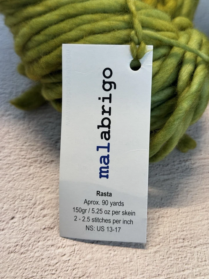 MAL ABRIGO RASTA YARN ~ Color-Green Yellow ~ 90yds/150g ~ 100% Merino~Lot of 2 - Image 2 of 3