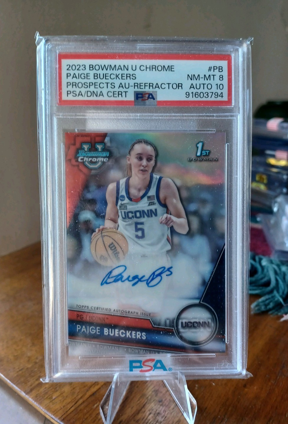 Paige Bueckers (RC,AU) SSP 2023 Bowman U Chrome #171/250 1st Auto PSA 10/8 view 5